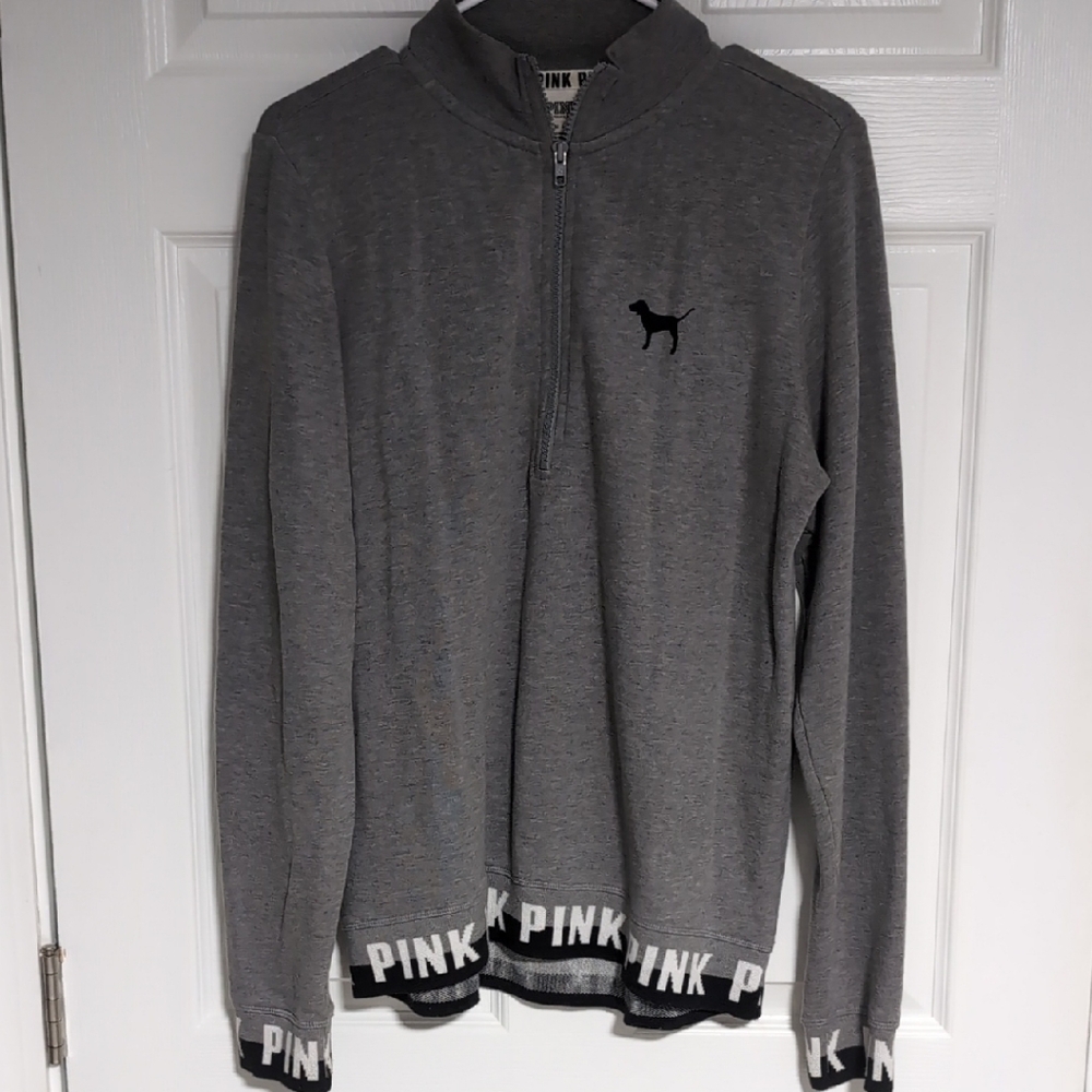 PINK Victoria's Secret Charcoal Zip-Up Sweater